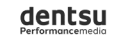Dentsu logo – trusted by SyncMonster for video dubbing solutions