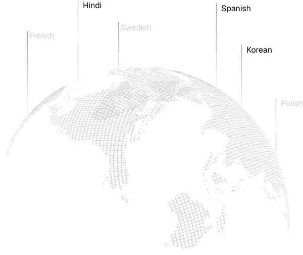 Globe graphic representing video dubbing in multiple languages
